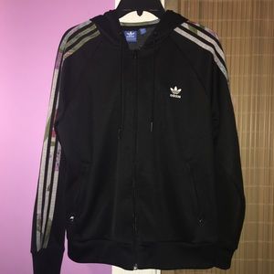 Adidas 3 striped zipped hoodie patterned